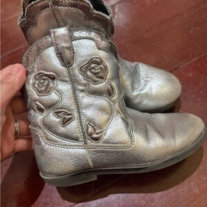 Zara Kids Silver Boots with Floral Design
